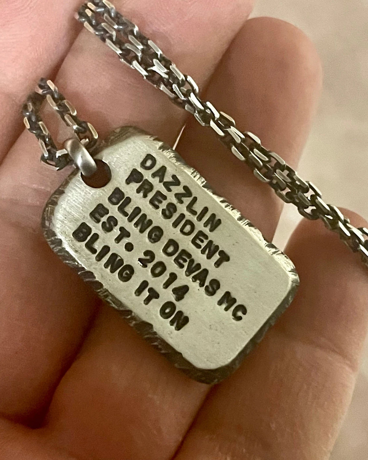 Engraved Men's 925 Silver I.D. Tag Necklace, alternate car-key pairing