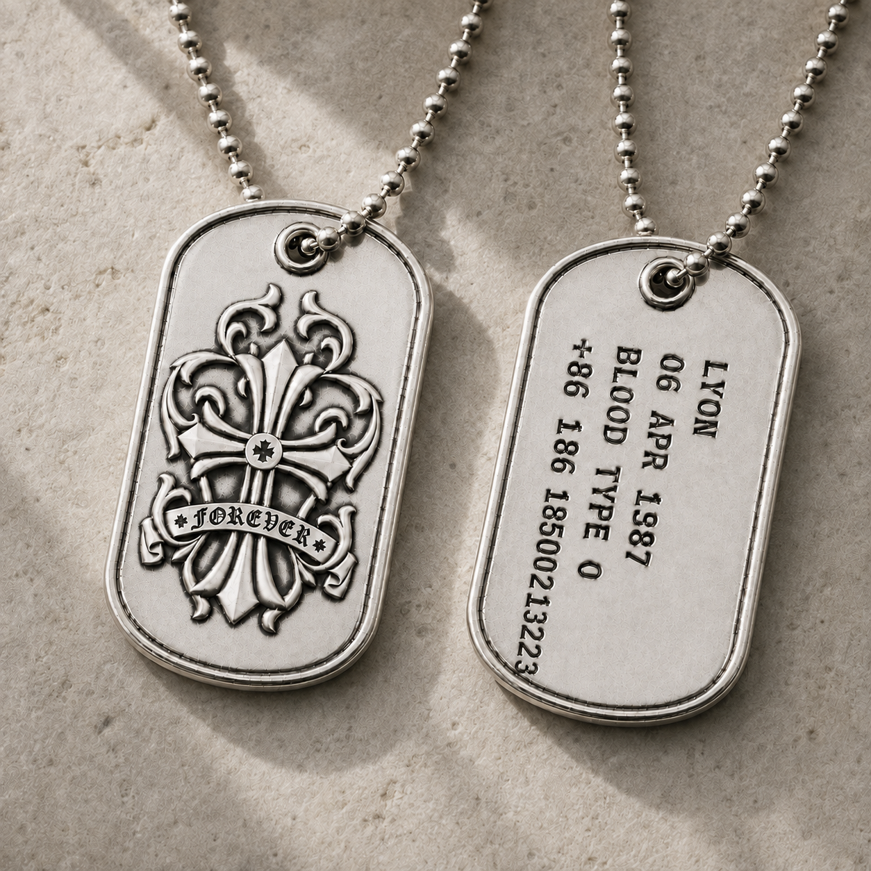 Ignis Identity Forever 925 Silver Tag, front view beside a car key