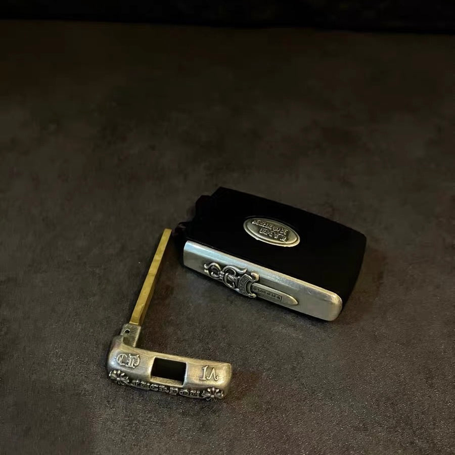 Land Rover silver key case package with installation tools for fitting a metal key case correctly