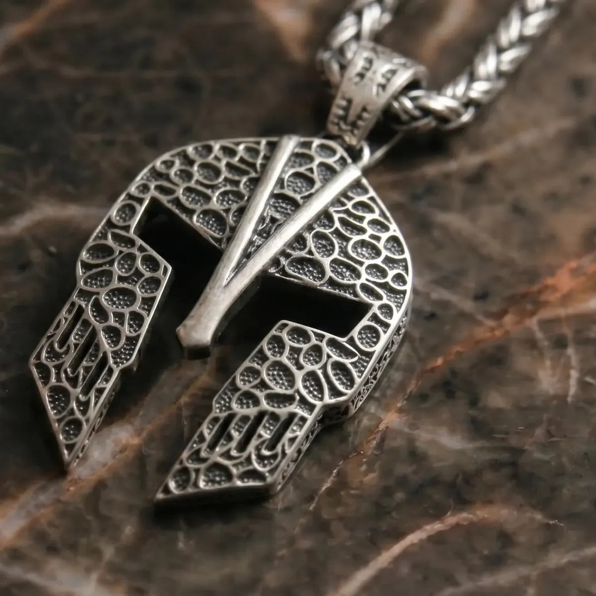 Spartan Helmet 925 Silver Pendant, front view
