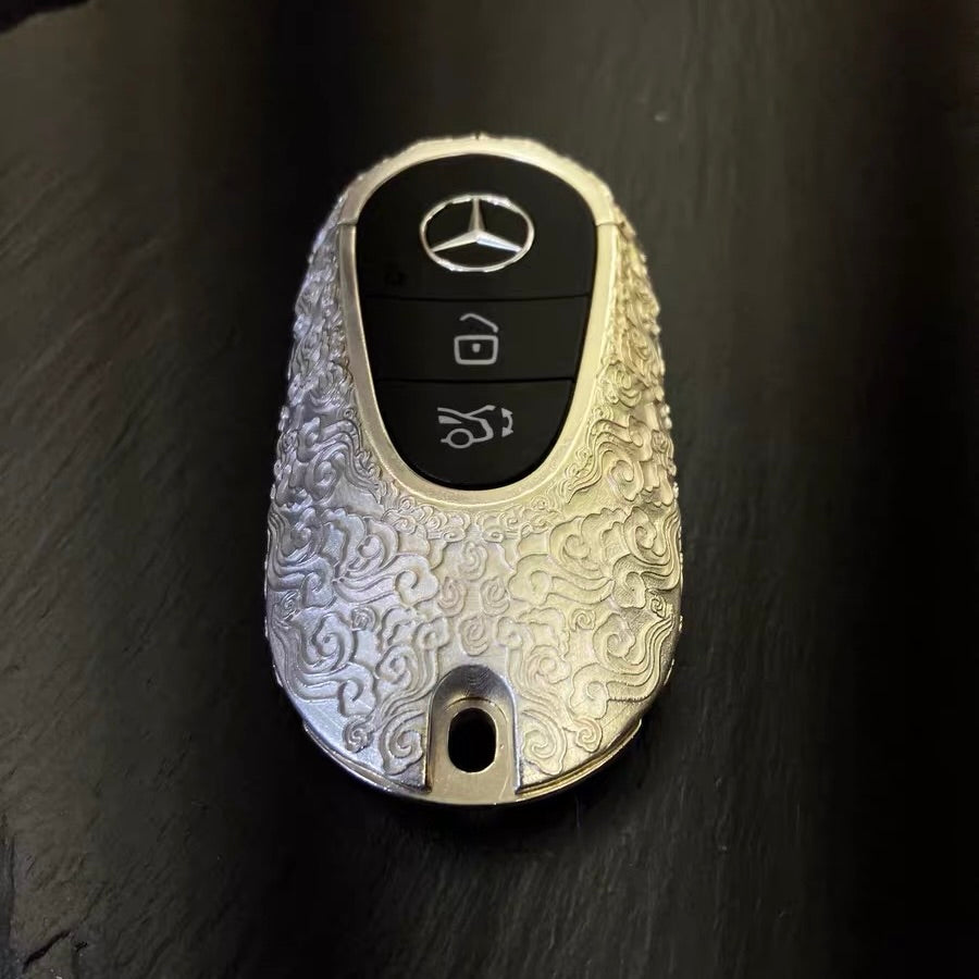 Mercedes Rounded Capsule Cloud Style sterling silver key case