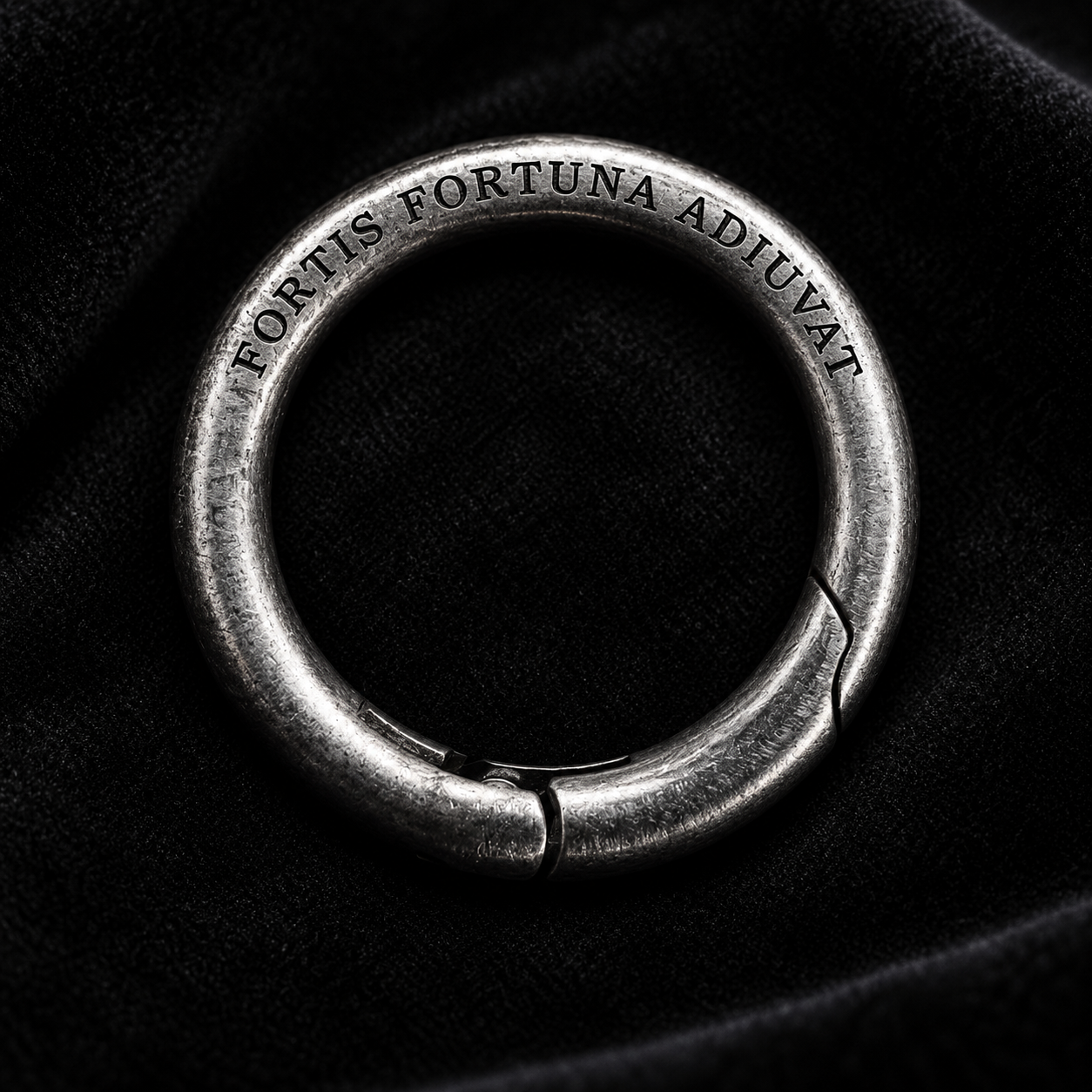 Key ring showing a short phrase engraving example