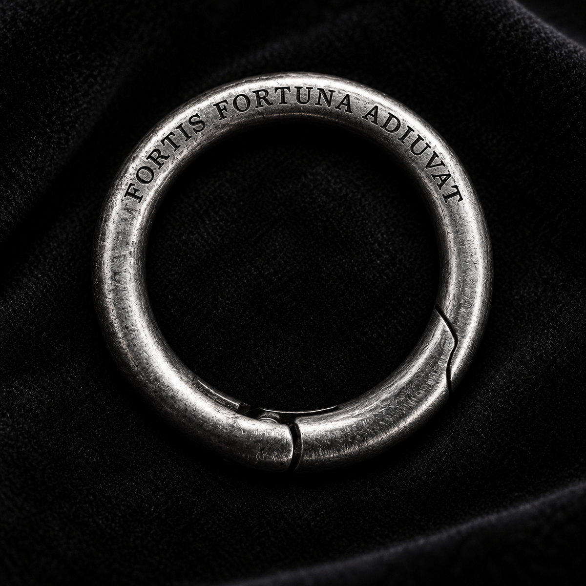Key ring showing a short phrase engraving example