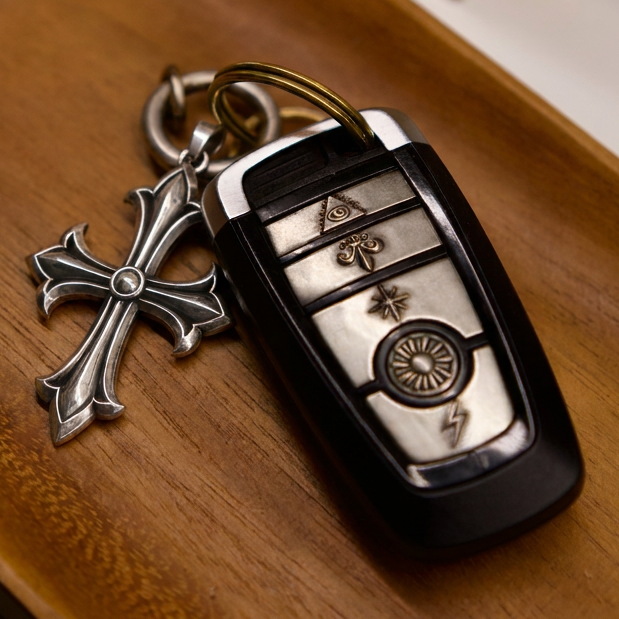 The Gothic Cross Fob Charm | Solid 925 Silver