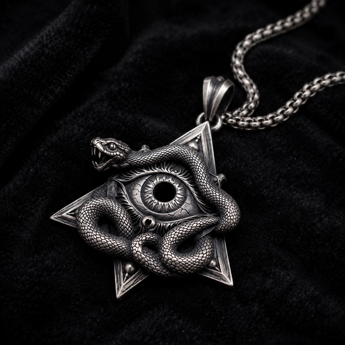 All-Seeing Eye Serpent Pendant, back or personalization view