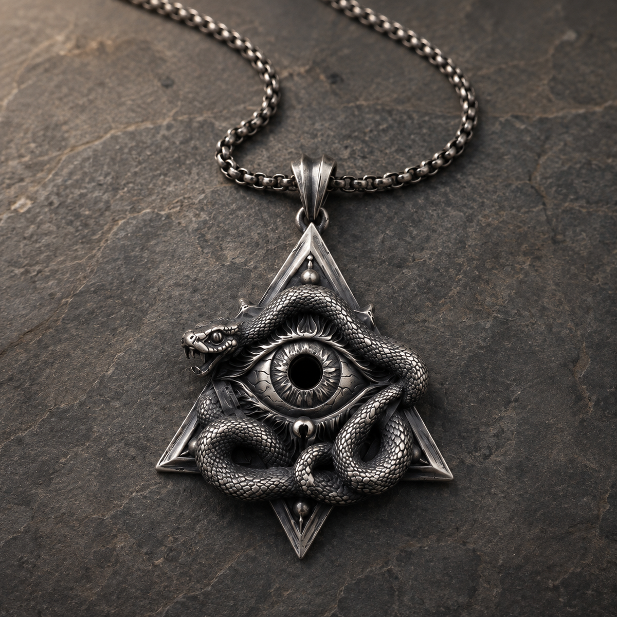 All-Seeing Eye Serpent Pendant, dimensions view