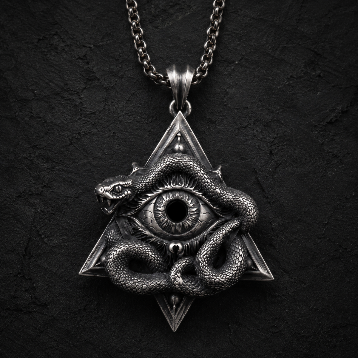 All-Seeing Eye Serpent Pendant, side profile