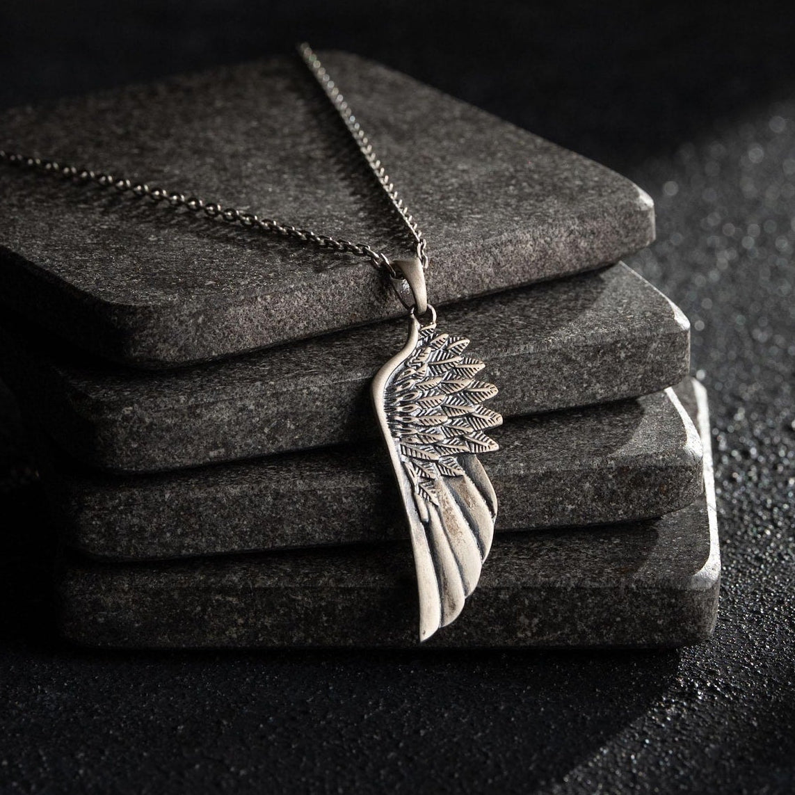 Angel Wing 925 Silver Pendant, alternate front view