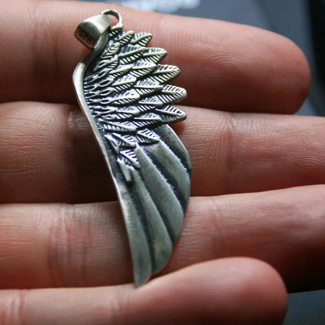 Angel Wing 925 Silver Pendant, dimensions view