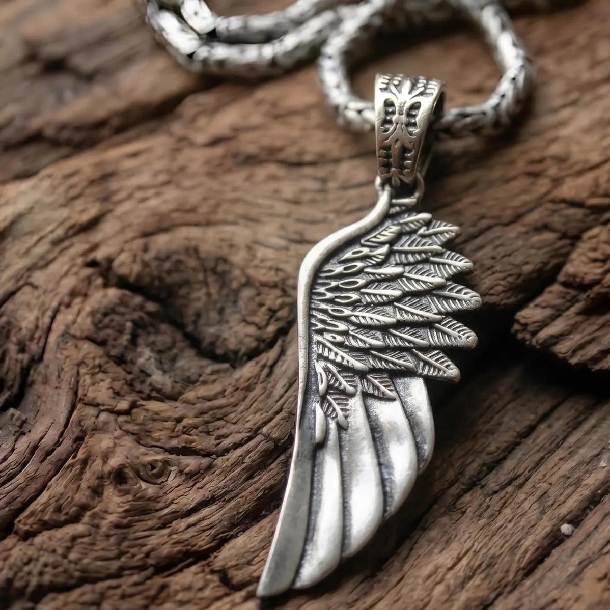 Angel Wing 925 Silver Pendant, front view