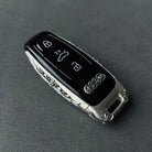 Original Audi Four-Ring Emblem Preserved on Solid Silver Key Shell - Brand Identity Maintained with Hand-Finished Silver Surround Substantial Presence
