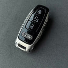IGNIS ARGENTUM Sterling Silver Audi Key Case - Handcrafted 925 Solid Silver Cover with Floral Cross Engraving and Four-Ring Emblem Preservation for Vertical Three-Button Audi Key Fob