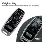 Side Profile View of Solid Silver Audi Key Case - Showing Intentional Weight Considerable Presence Masculine Heft Density Gravitas