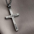 Bible Verse 925 Silver Cross Pendant, front view beside a car key