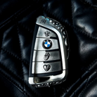 BMW Slim Edge Button-Covered Key Case, front three-quarter view