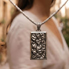 Brutalist Rock Plaque 925 Silver Pendant, back or personalization view