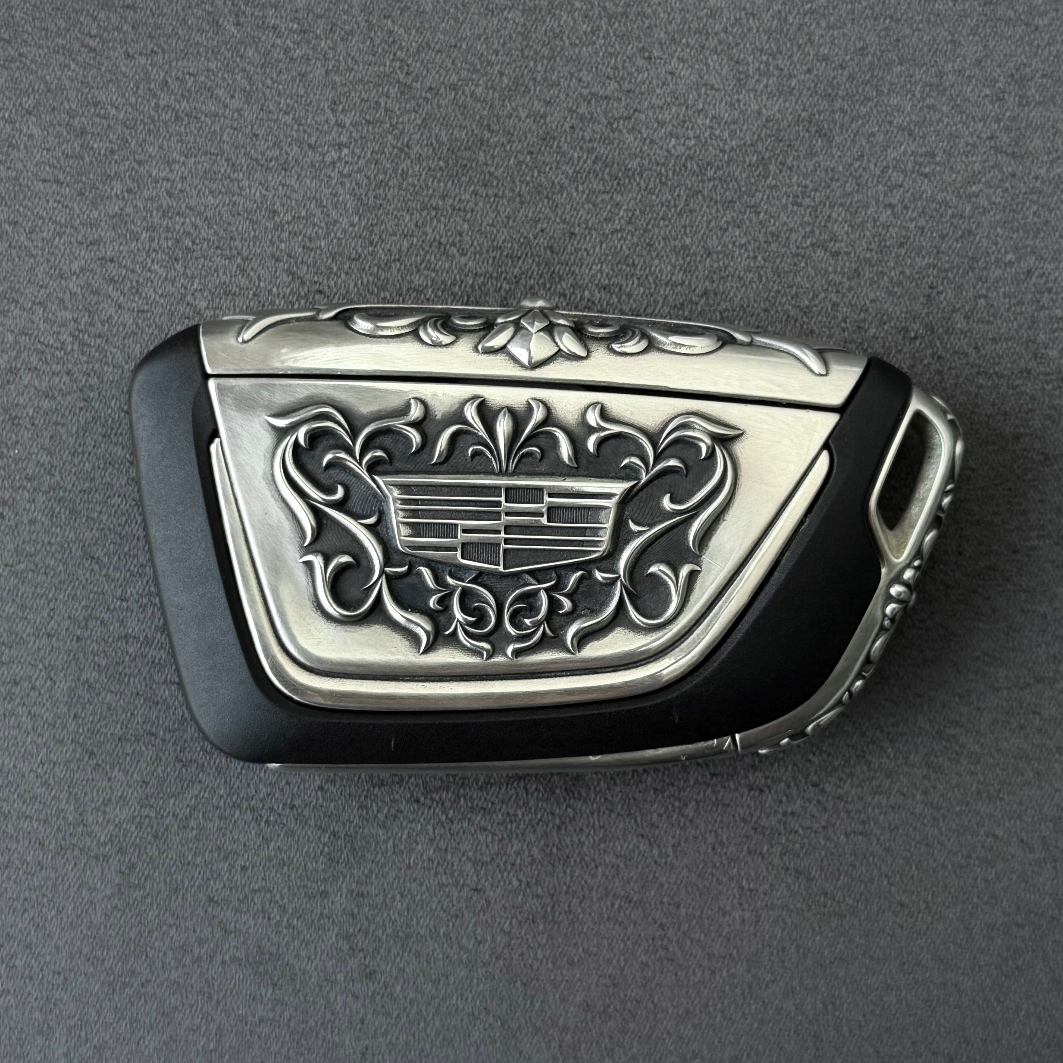 Cadillac Silver Key Case for 4/5/6-Button Keys, alternate angle
