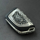 Cadillac Silver Key Case for 4/5/6-Button Keys, back engraving detail