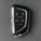 Cadillac Silver Key Case for 4/5/6-Button Keys, engraved edge detail