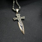 Celtic Sword Cross 925 Silver Pendant, alternate front view