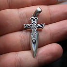 Celtic Sword Cross 925 Silver Pendant, close-up detail