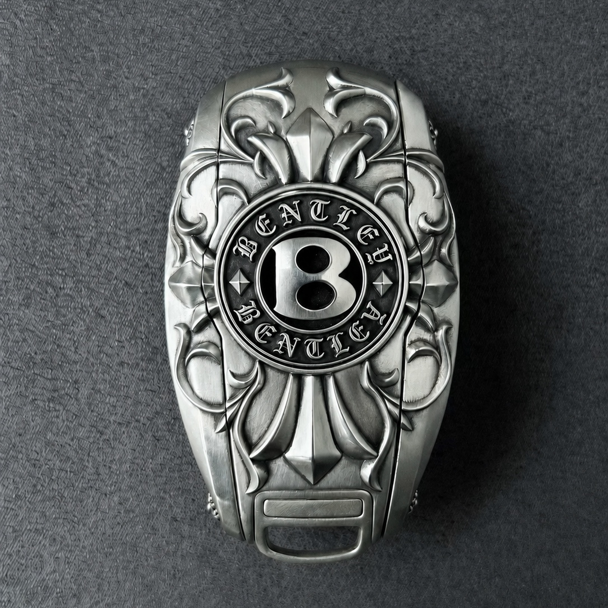 Custom Bentley Key Case, engraved Bentley emblem back view