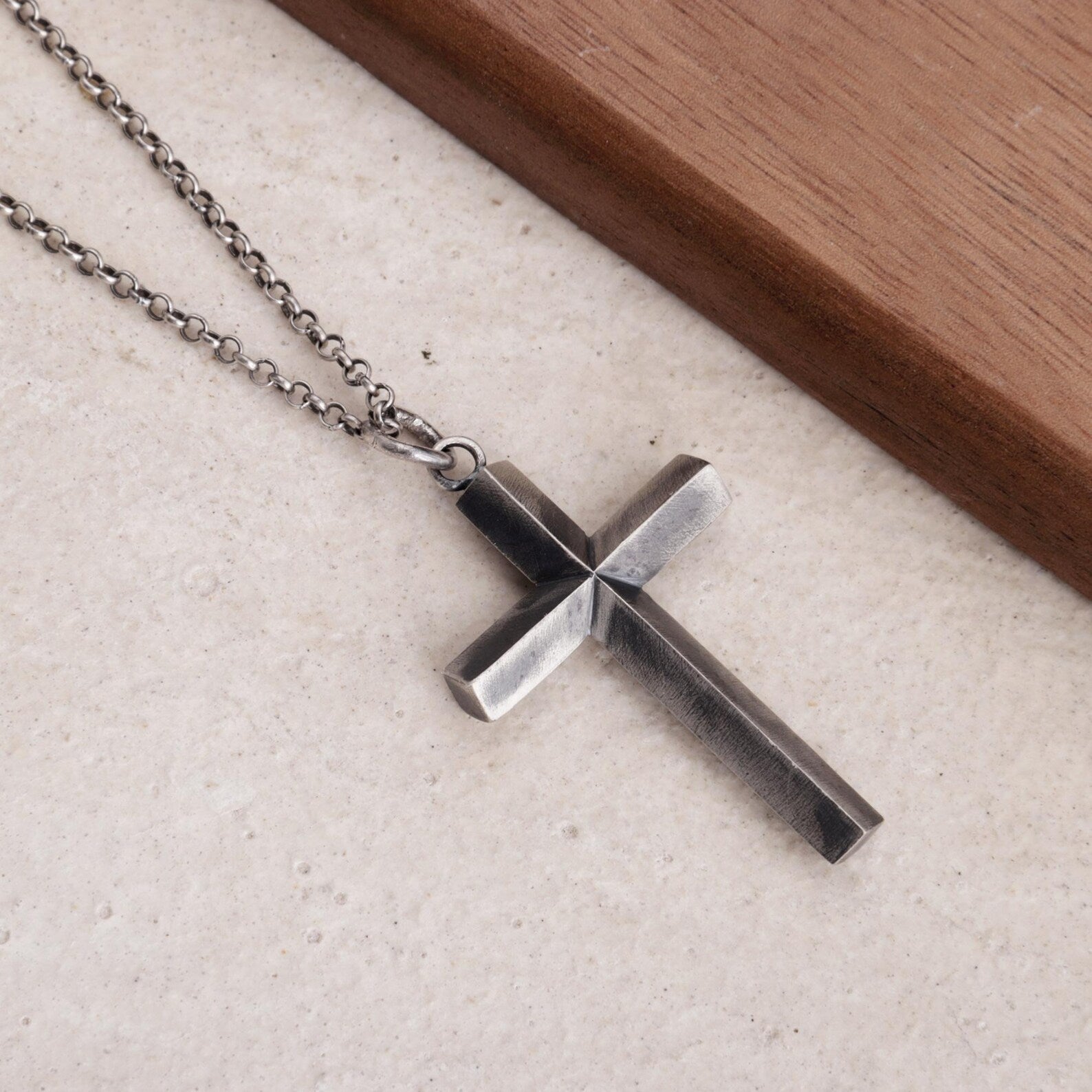 Custom Engraved 925 Silver Cross Pendant, alternate car-key pairing