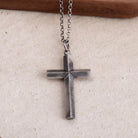 Custom Engraved 925 Silver Cross Pendant, back view