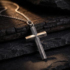 Custom Engraved 925 Silver Cross Pendant, front view beside a car key