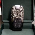 Custom Ferrari Key Case, front button close-up