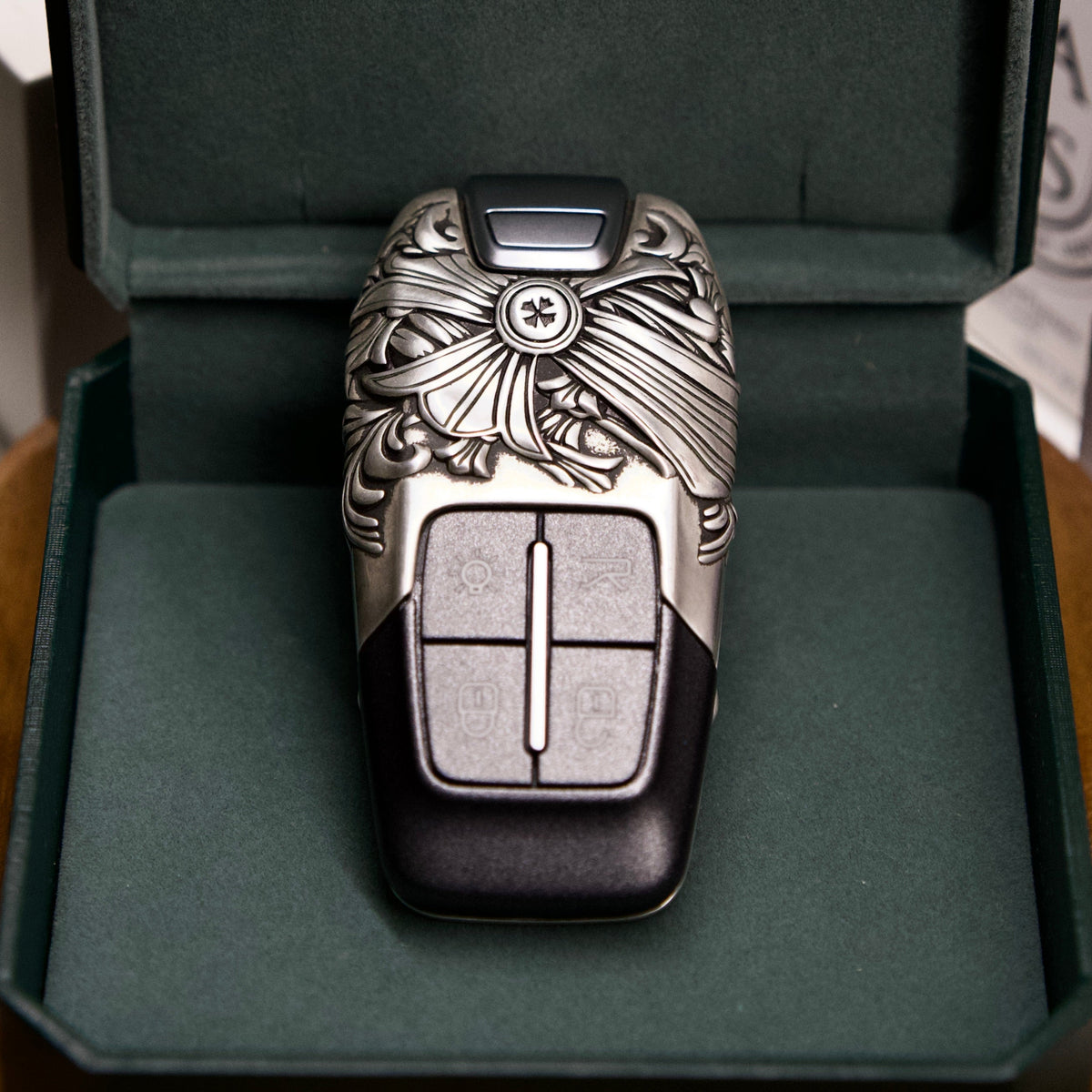 Custom Ferrari Key Case, front button view