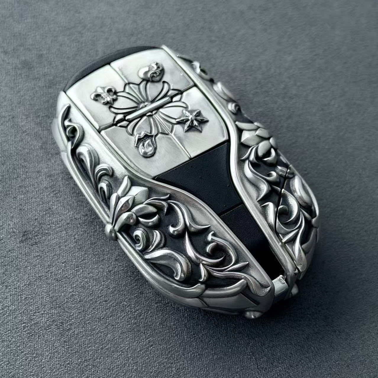 Custom Maserati Key Case, back engraving detail