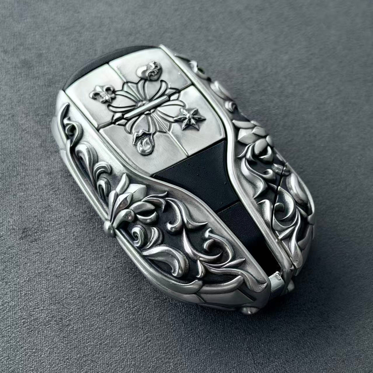 Custom Maserati Key Case, back engraving detail