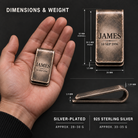 Money clip dimensions weight and hand scale for both silver options