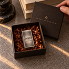 Personalized engraved money clip presented in an IGNIS ARGENTUM gift box