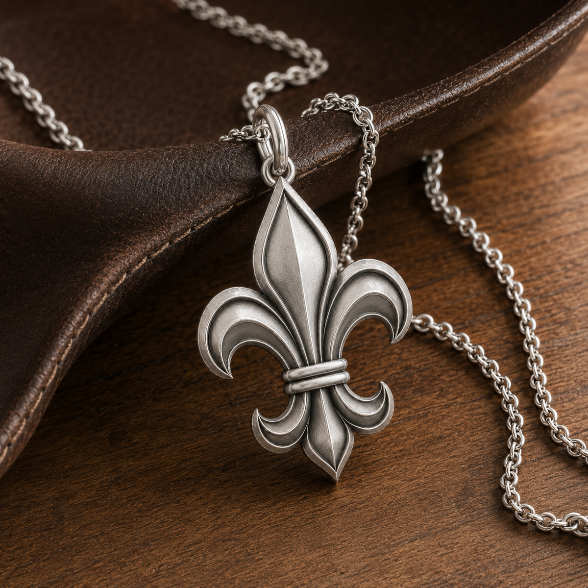 Flower-de-Luce 925 Silver Necklace, close-up detail