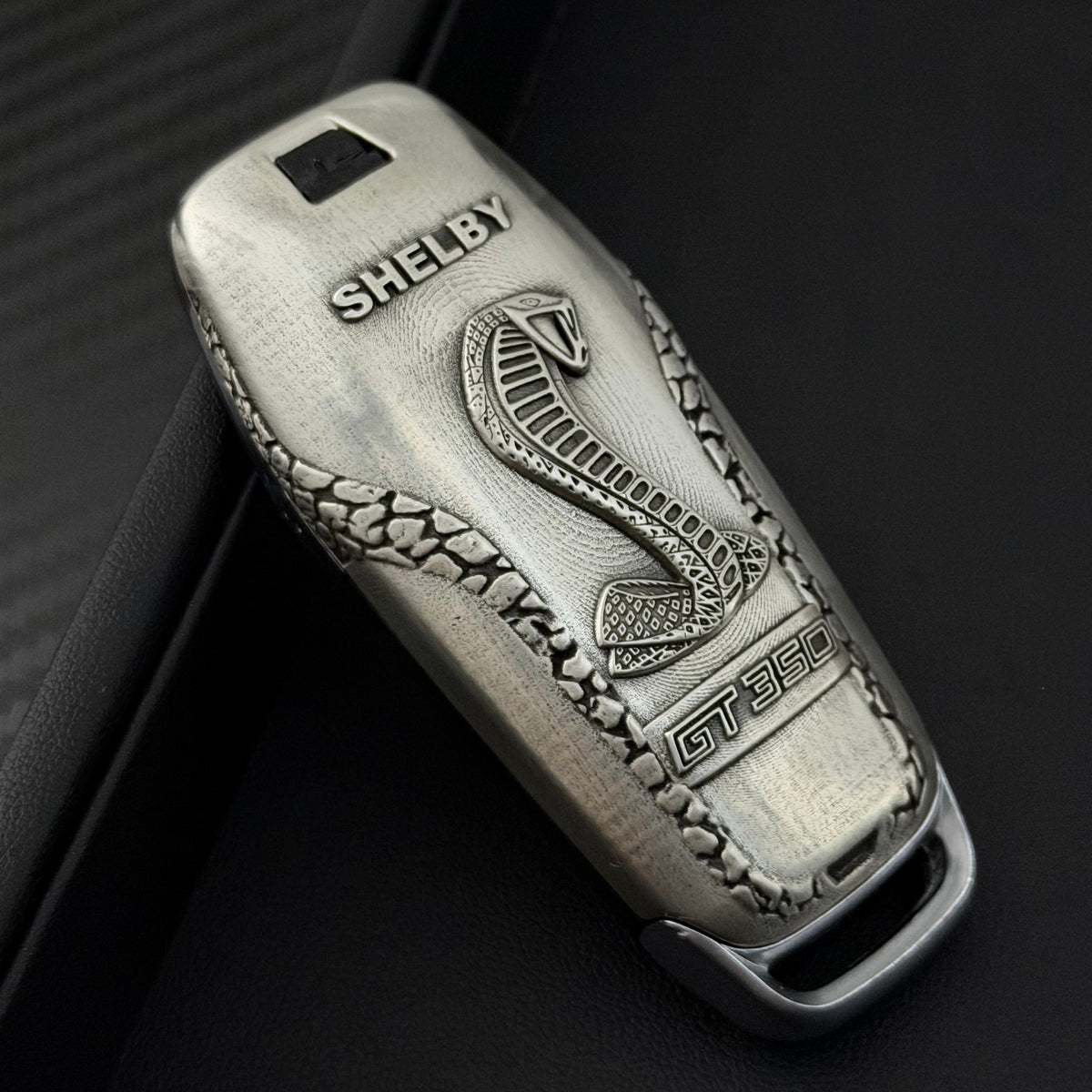 Ford Mustang Shelby GT350 Silver Key Case, back engraving detail