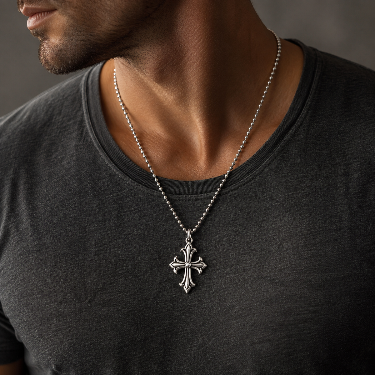 Handcrafted silver accessory, lifestyle display