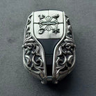 Handcrafted silver car key case, comparison view