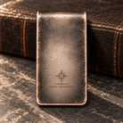 Back of IGNIS ARGENTUM money clip with understated deep engraved logo