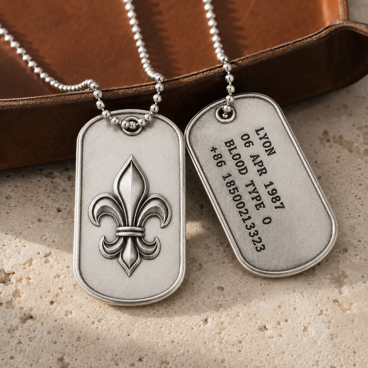 Ignis Flower-de-Luce 925 Silver I.D. Tag, front product view