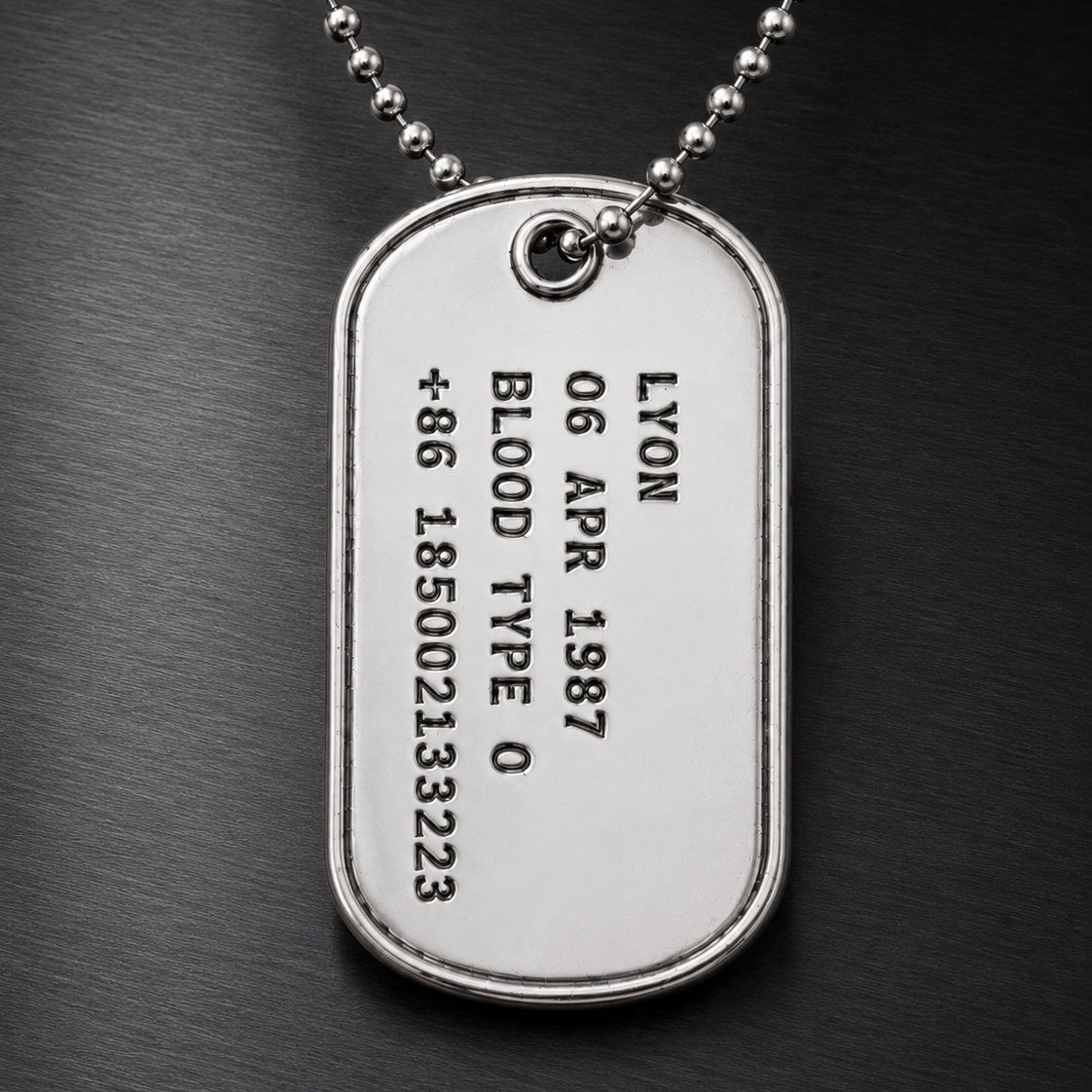 Ignis Identity 925 Silver I.D. Tag, engraved edge detail