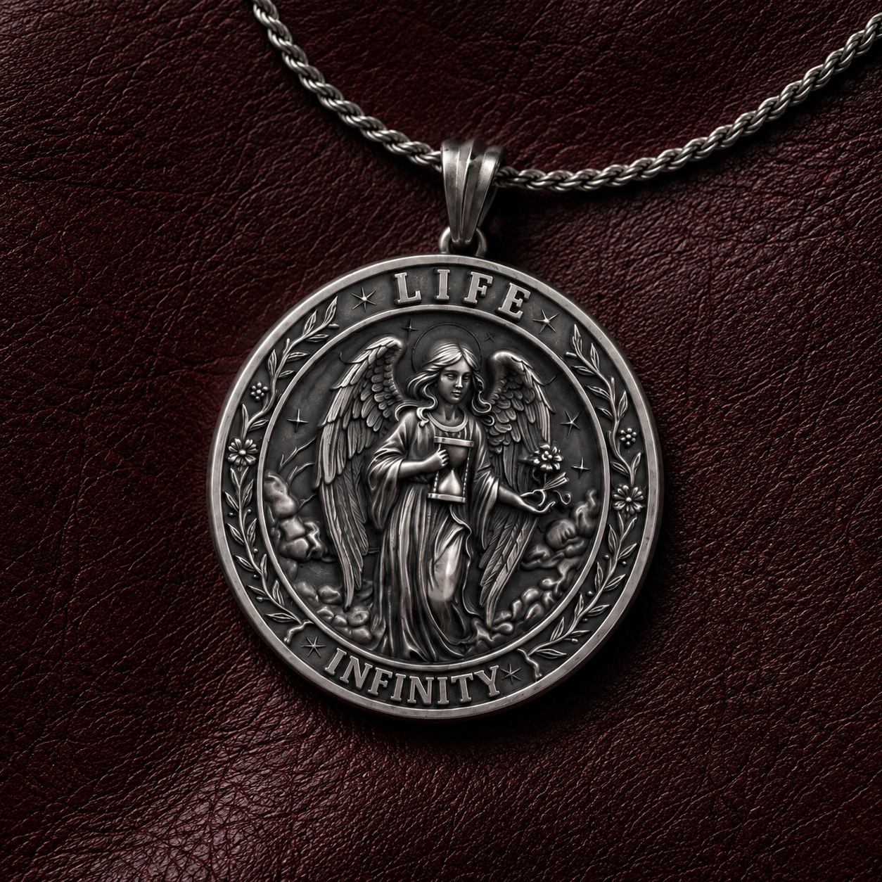 Life & Death Double-Sided Medallion, displayed on a dark surface