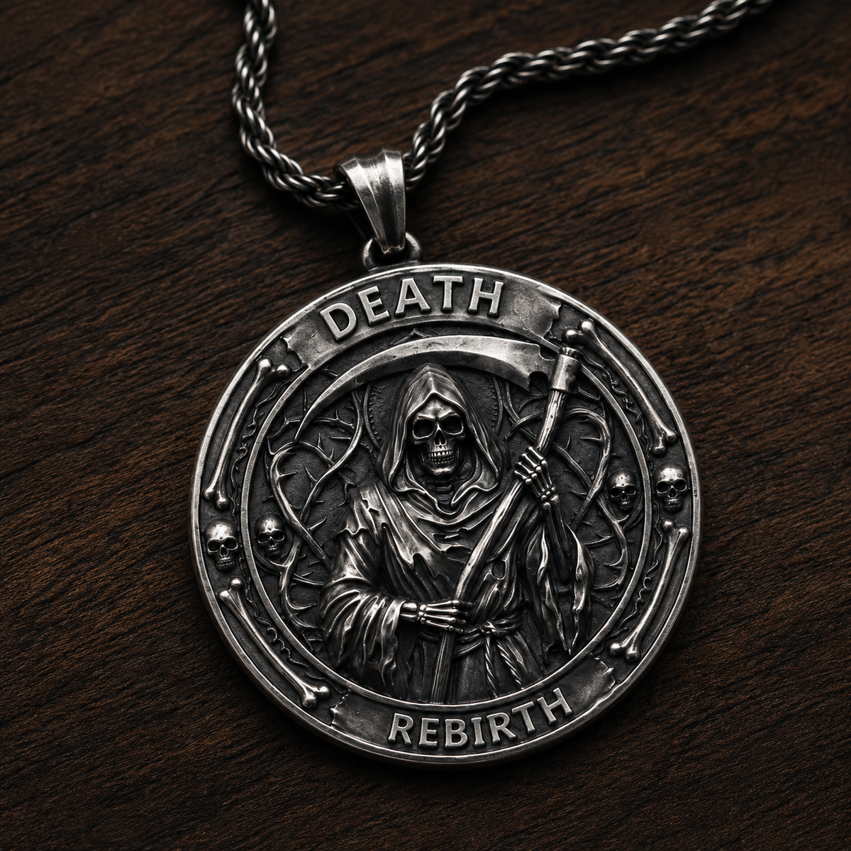 Life & Death Double-Sided Medallion, held for scale