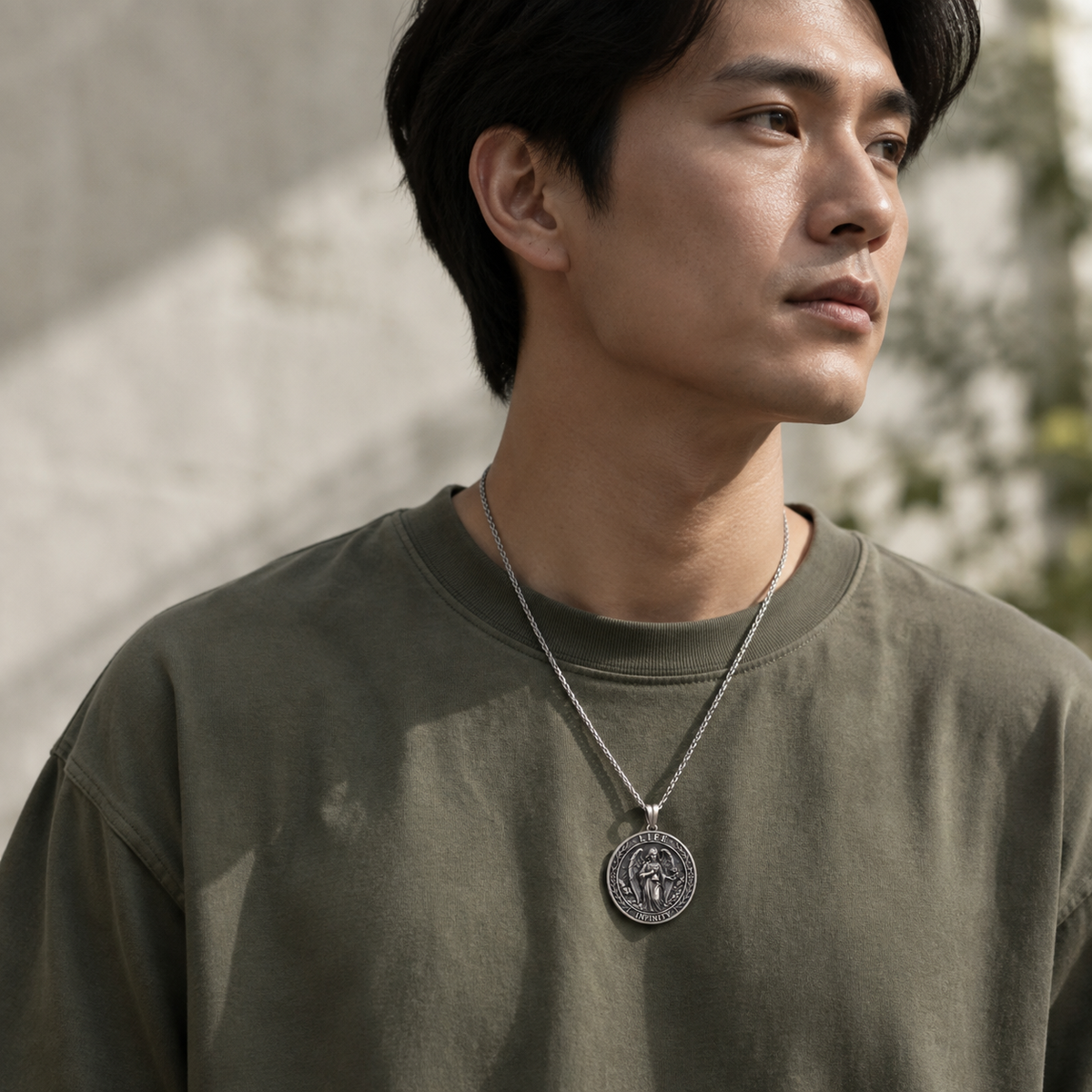 Life & Death Double-Sided Medallion, worn on a chain