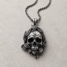 Memento Mori Skull & Feather Pendant, side profile