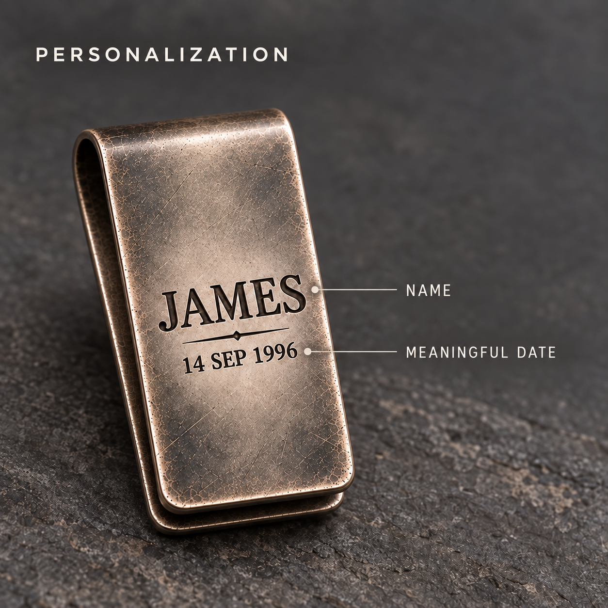 Money clip personalization guide for a custom name and meaningful date