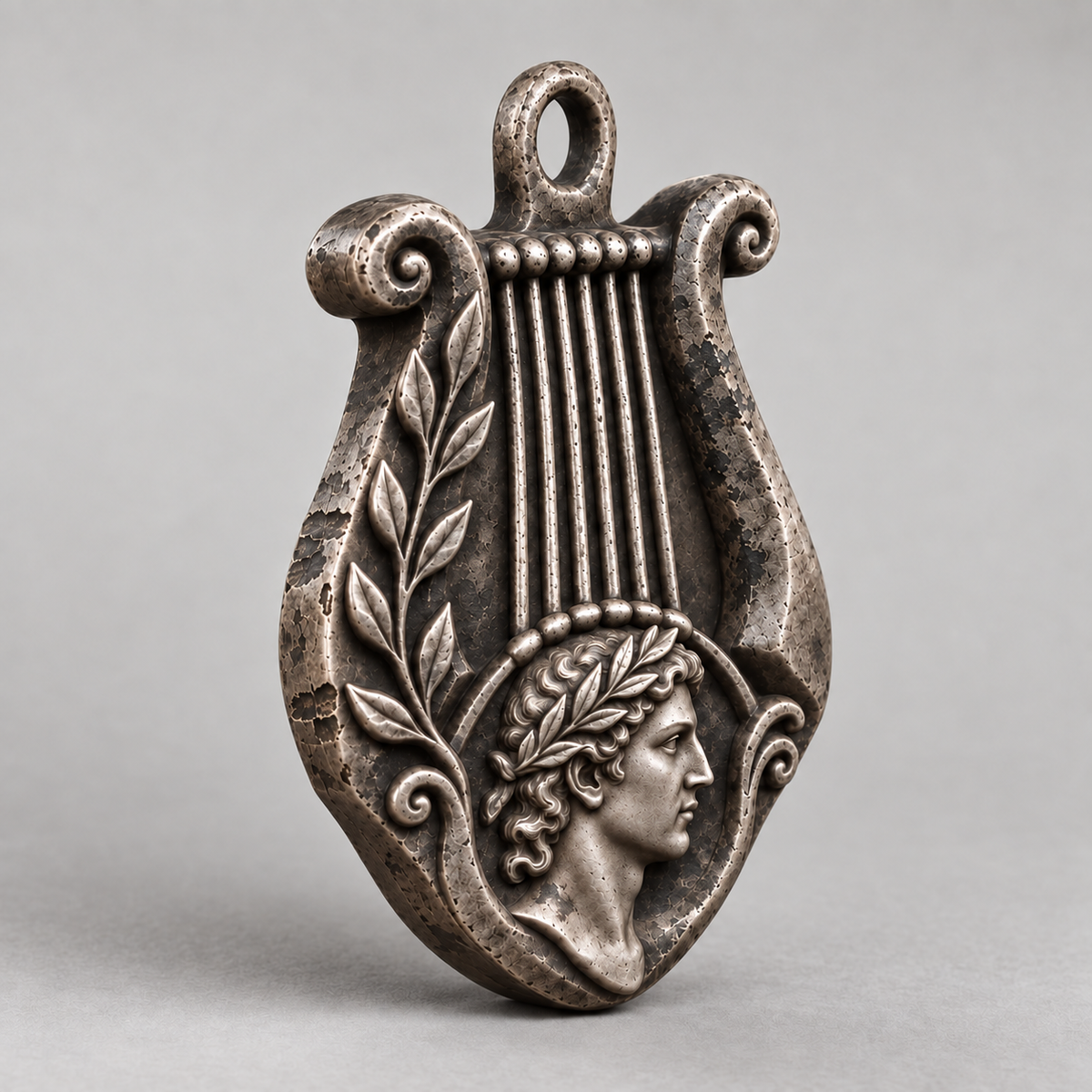 Apollo keychain charm design preview, oblique view