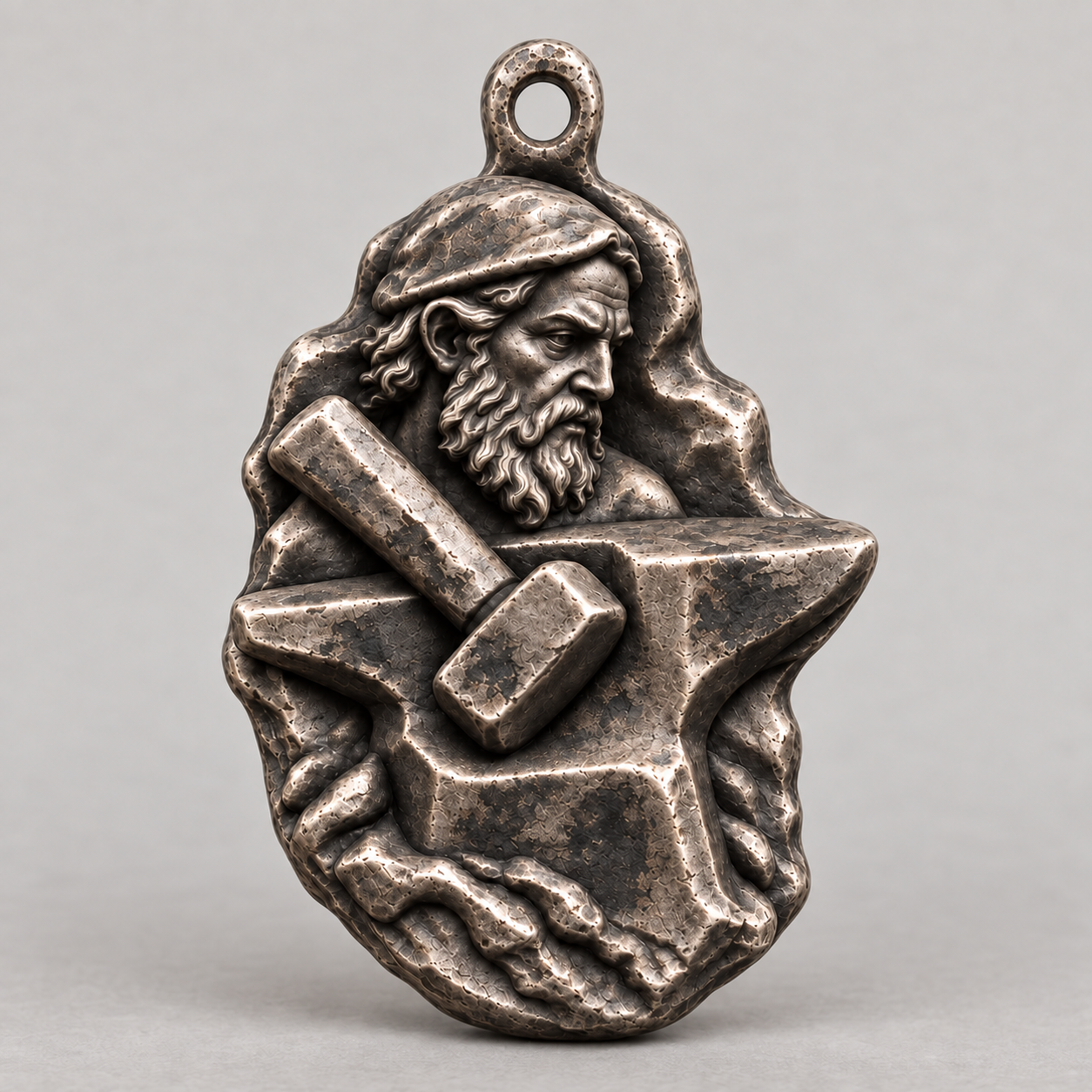 Hephaestus keychain charm design preview, front view