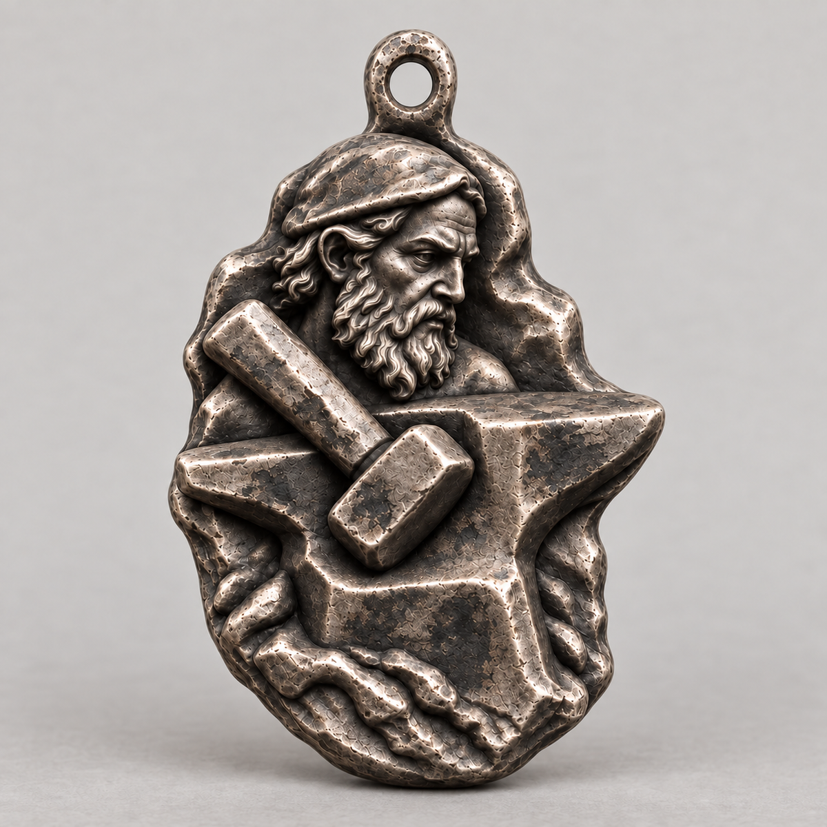 Hephaestus keychain charm design preview, front view